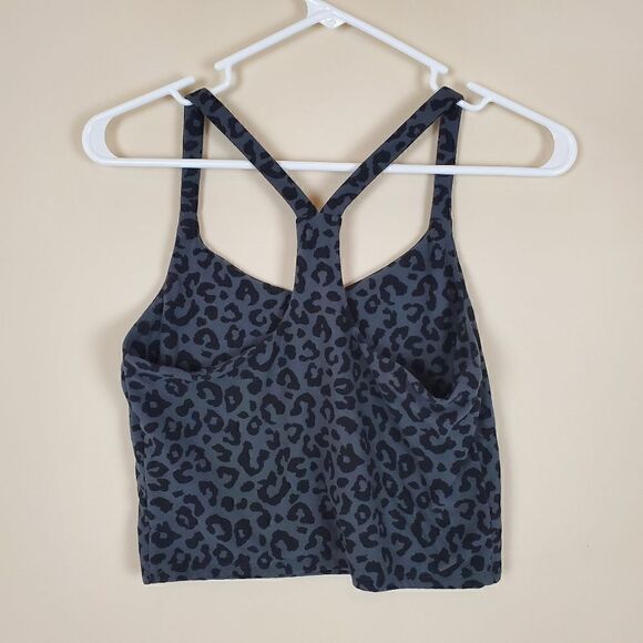 Abercrombie & Fitch Black Animal Print Racerback Cropped Tank Size Small Juniors - Picture 2 of 5
